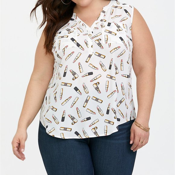 torrid Tops - Torrid - LIPSTICK 💄PRINT GEORGETTE TANK-3x *NWT*